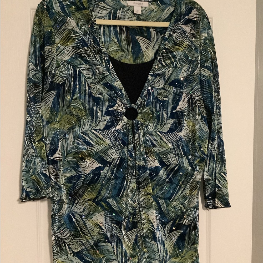 Dress Barn Blue, Green and Black Blouse
